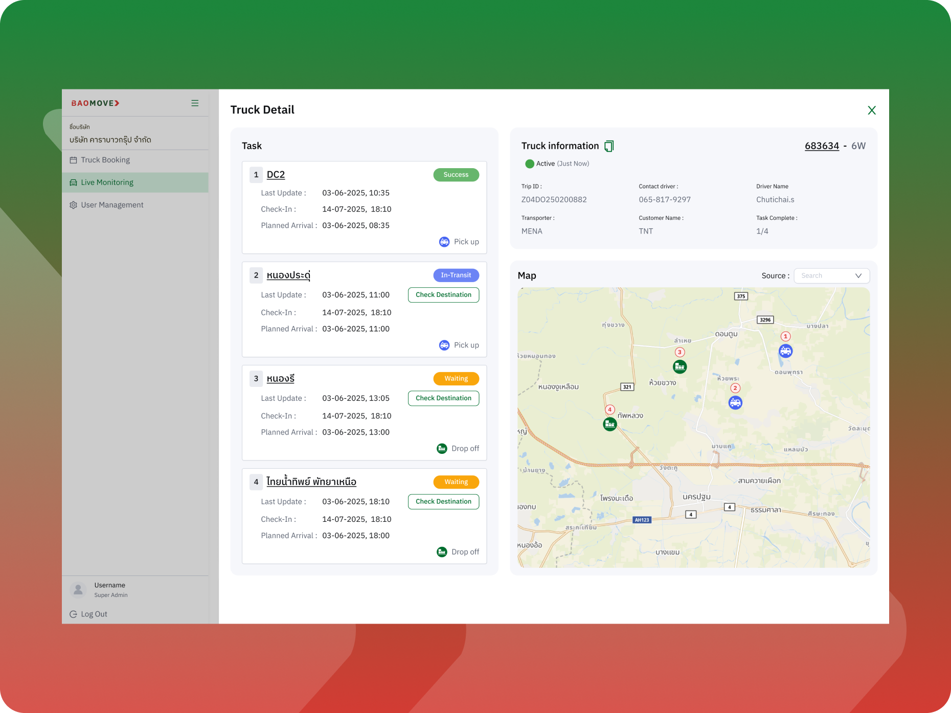 Live Monitoring Screen